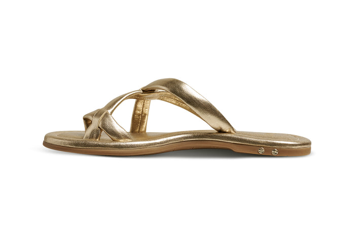 Beek Sungem Leather Slide Sandal Gold