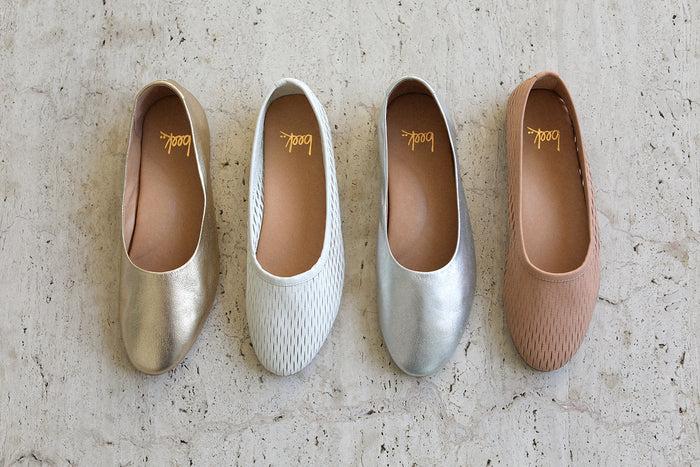 Beek Swiftlet Leather Ballet Slipper Gold