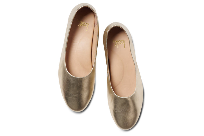 Beek Swiftlet Leather Ballet Slipper Gold
