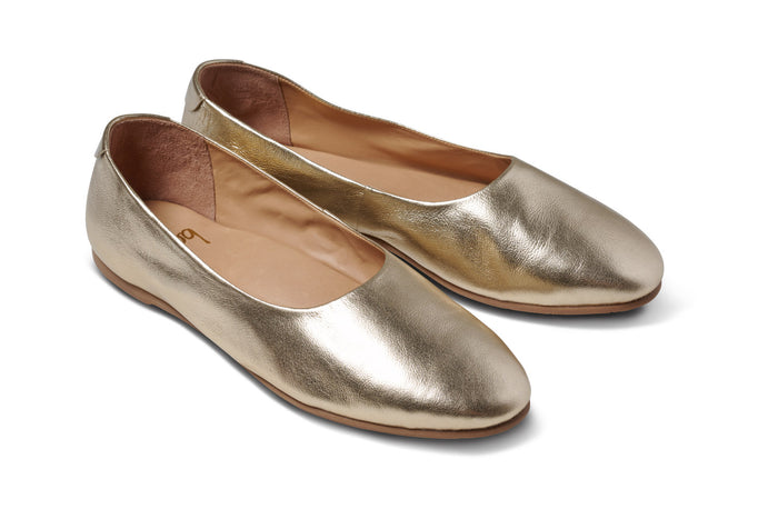 beek Swiftlet Leather Ballet Slipper Gold