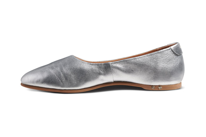 Beek Swiftlet Leather Ballet Slipper Silver