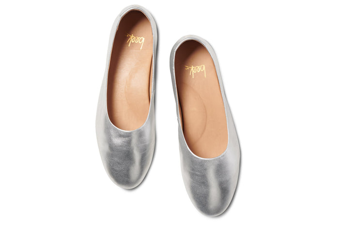 Beek Swiftlet Leather Ballet Slipper Silver
