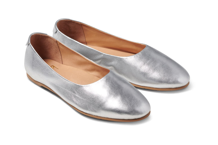 beek Swiftlet Leather Ballet Slipper Silver