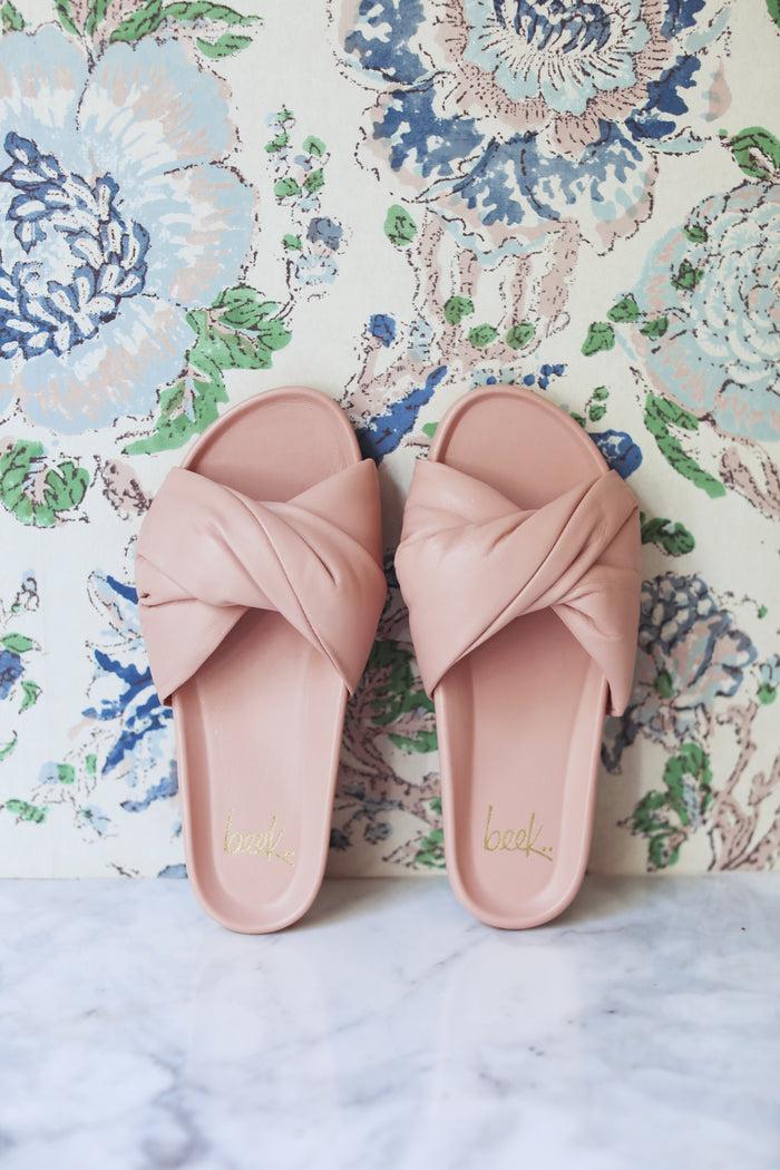 Beek Tesia Leather Slide Sandal Blush