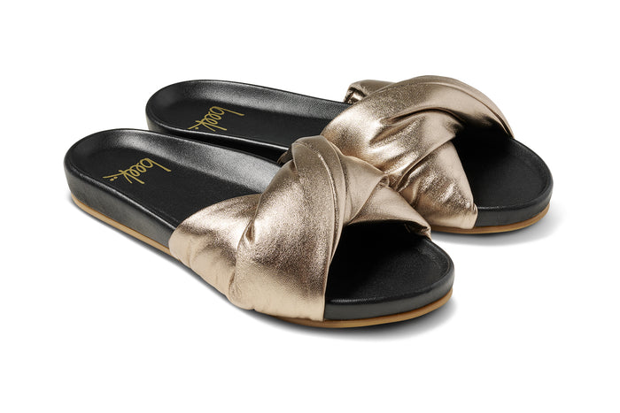 beek Tesia Leather Slide Sandal Bronze/Black