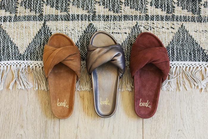 Beek Tesia Leather Slide Sandal Mocha
