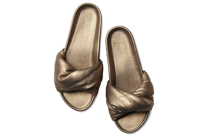 Beek Tesia Leather Slide Sandal Mocha