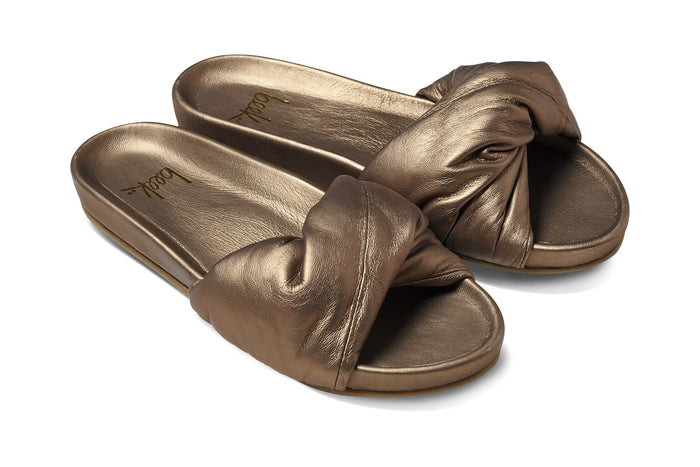 beek Tesia Leather Slide Sandal Mocha