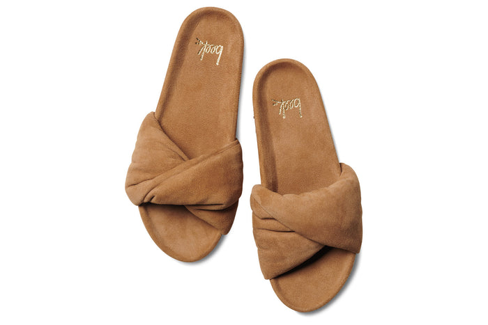 Beek Tesia Suede Slide Sandal Almond