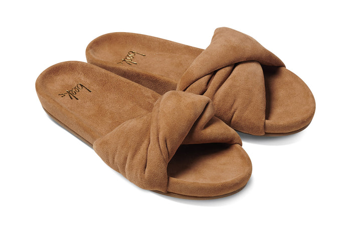 beek Tesia Suede Slide Sandal Almond