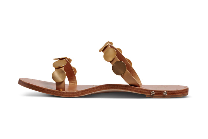 Beek Topaz Leather Slide Sandal Honey