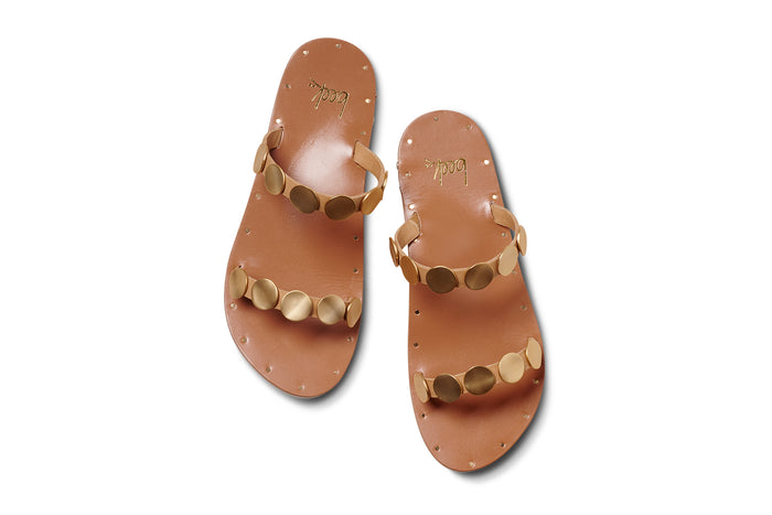 Beek Topaz Leather Slide Sandal Honey