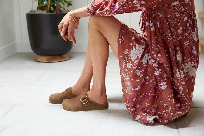 Beek Vulture Suede Mule Slide Chestnut