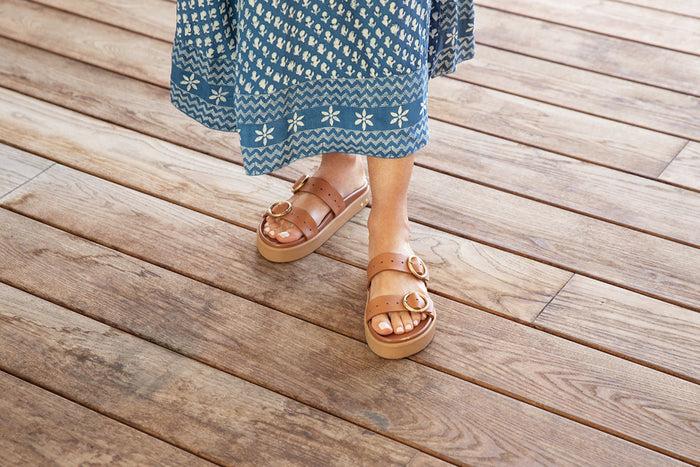 Beek Warbler Leather Platform Sandal Tan