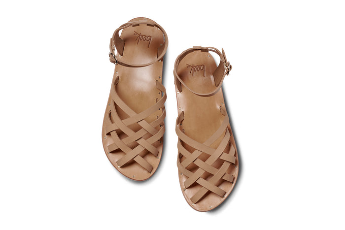 Beek Merlin Leather Ankle Strap Toe Ring Sandal Honey