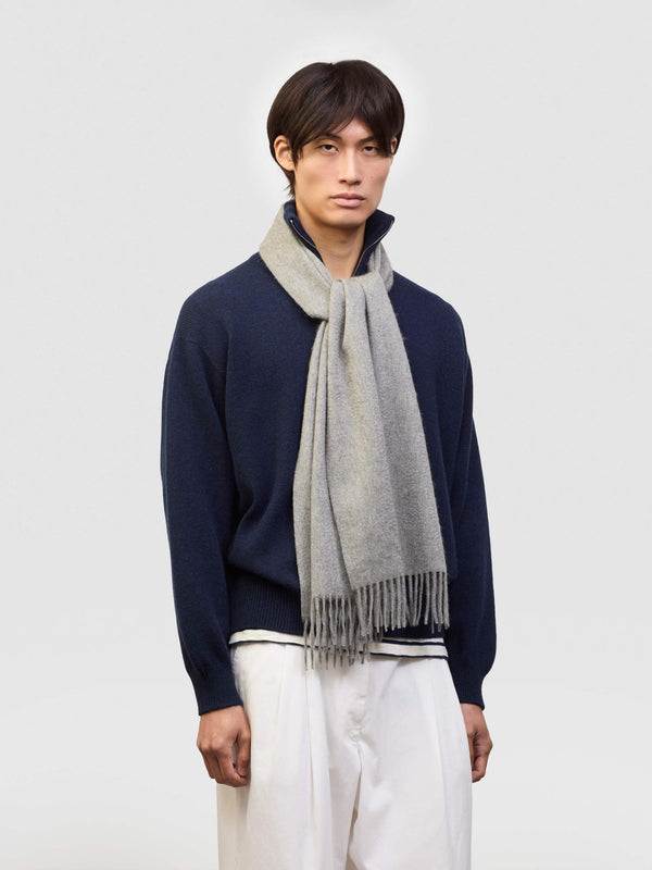 begg & co Arran Plain Men's Cashmere Scarf in Flannel Grey
