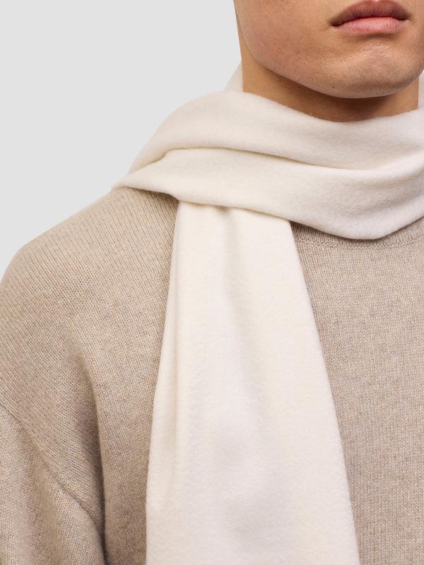 Begg & Co Arran Plain Mens Cashmere Small Scarf White