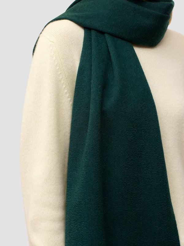 Begg & Co Arran Plain Womens Cashmere Scarf Drake Green