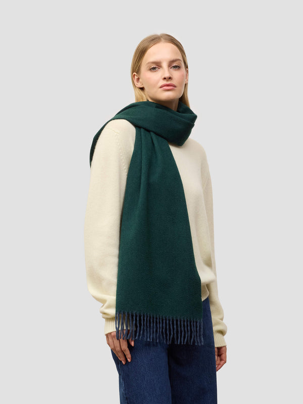 begg & co Arran Plain Womens Cashmere Scarf Drake Green