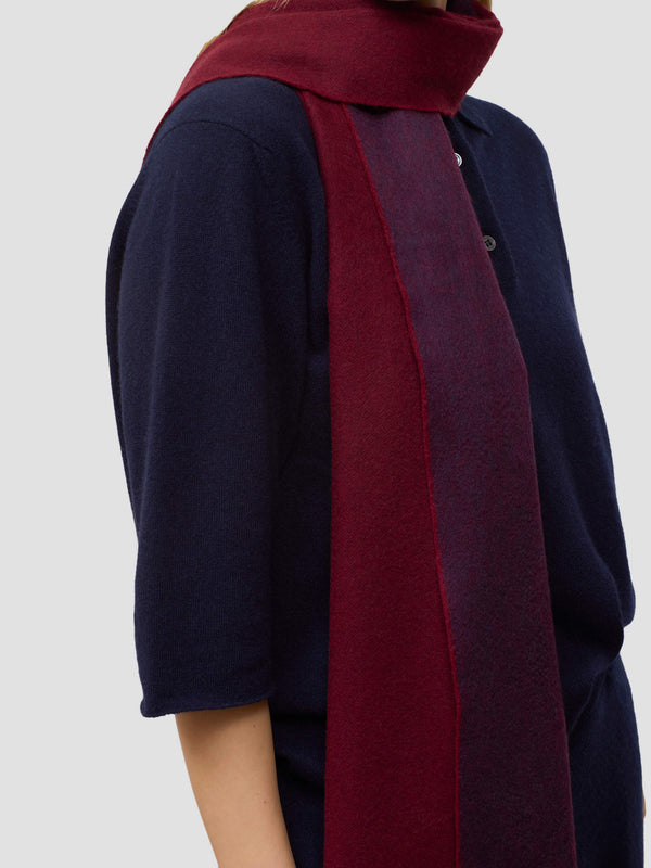 Begg & Co Arran Reversible Womens Cashmere Scarf Navy Wine