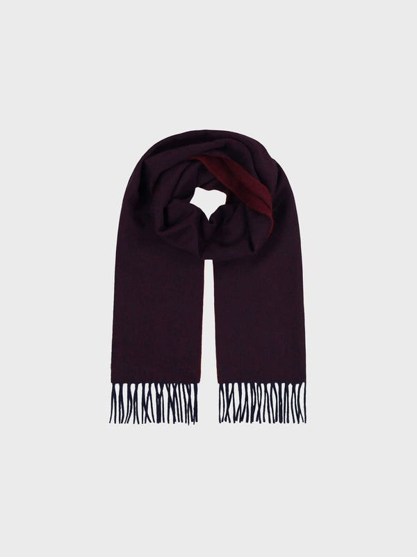 Begg & Co Arran Reversible Womens Cashmere Scarf Navy Wine
