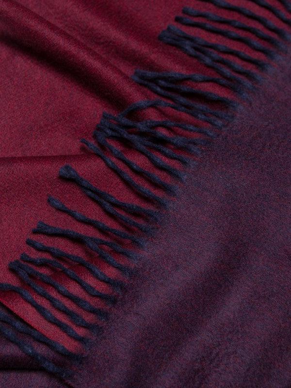 Begg & Co Arran Reversible Womens Cashmere Scarf Navy Wine