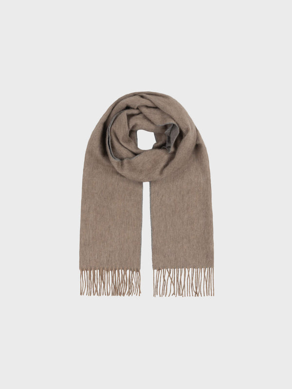 begg & co Arran Reversible Womens Cashmere Scarf Stone Flannel - Begg x Co