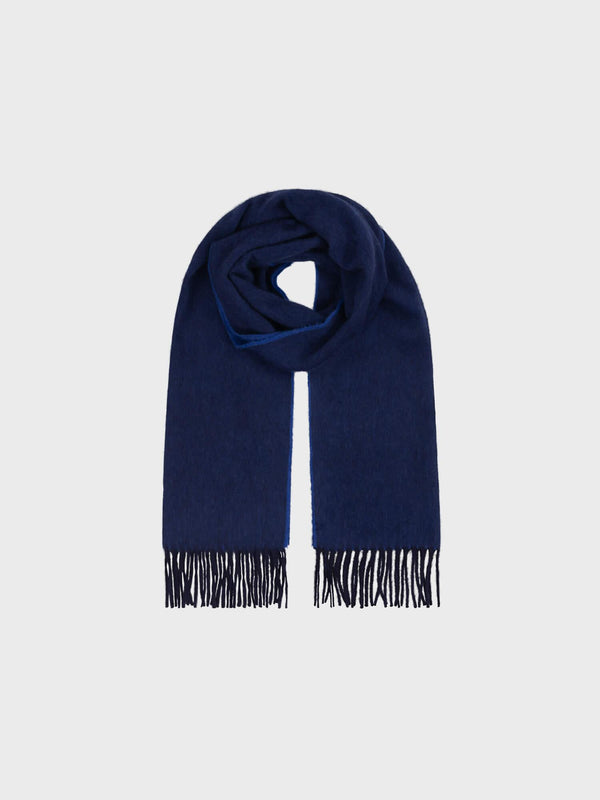 begg & co Arran Reversible Womens Silk Cashmere Scarf Navy Sapphire