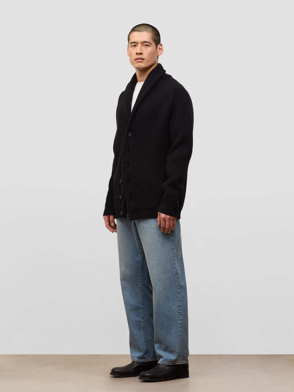 Begg & Co Mens Black Yacht Cashmere Knitted Cardigan