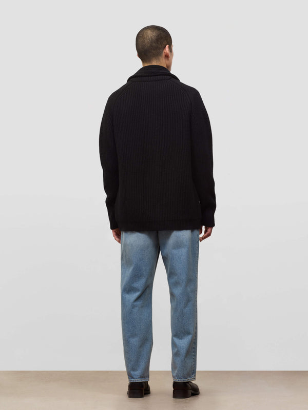 Begg & Co Mens Black Yacht Cashmere Knitted Cardigan