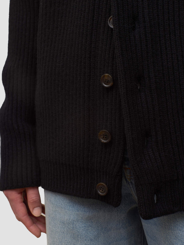 Begg & Co Mens Black Yacht Cashmere Knitted Cardigan