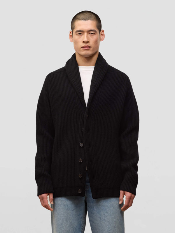 begg & co Mens Black Yacht Cashmere Knitted Cardigan