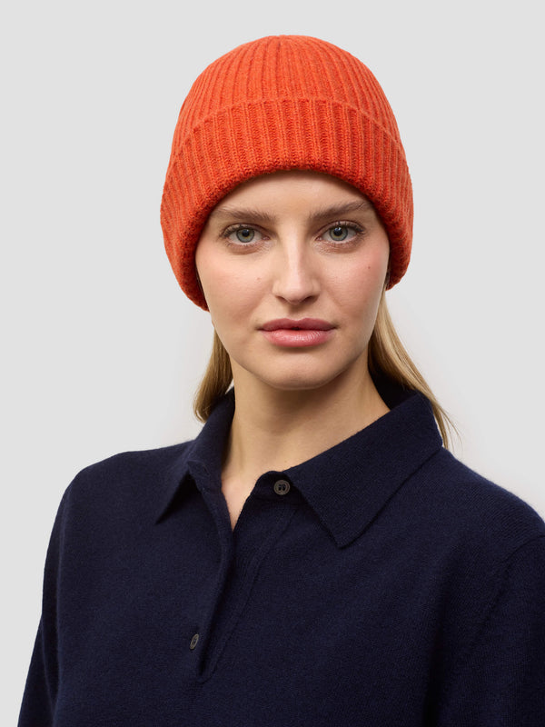 begg & co Women's Orange Cashmere Alex Beanie Hat begg & co Women's Orange Cashmere Alex Beanie Hat
