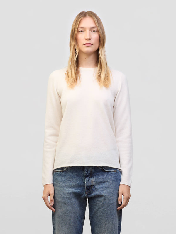 begg & co Womens Luxe Cashmere Knitted T-Shirt Frost