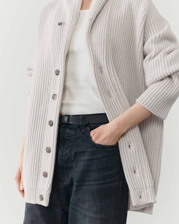 Begg & Co Womens Oat Yacht Cashmere Knitted Cardigan