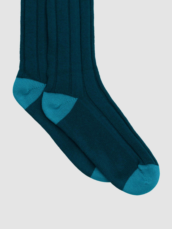 Begg & Co Womens Tipped Cashmere Socks Aqua Green