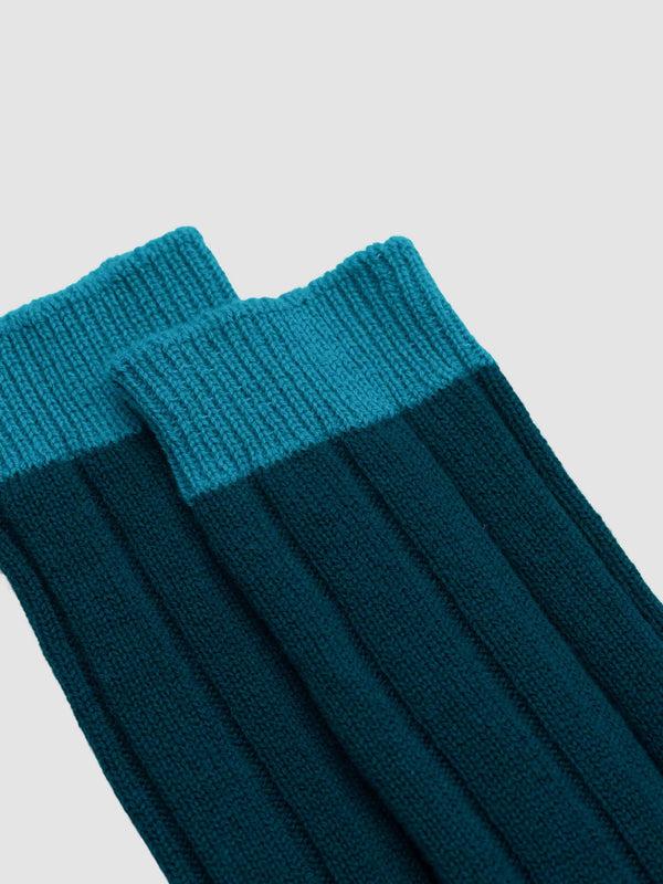 Begg & Co Womens Tipped Cashmere Socks Aqua Green