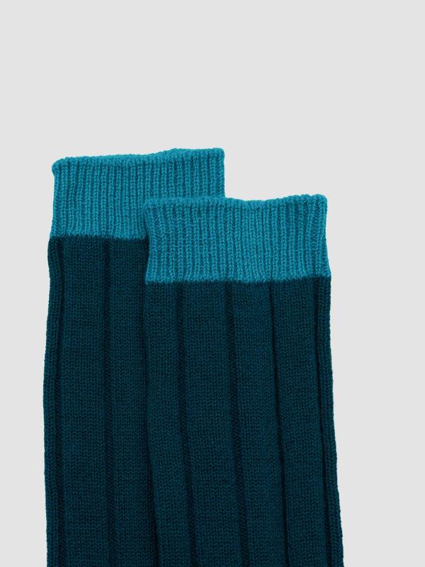 Begg & Co Womens Tipped Cashmere Socks Aqua Green