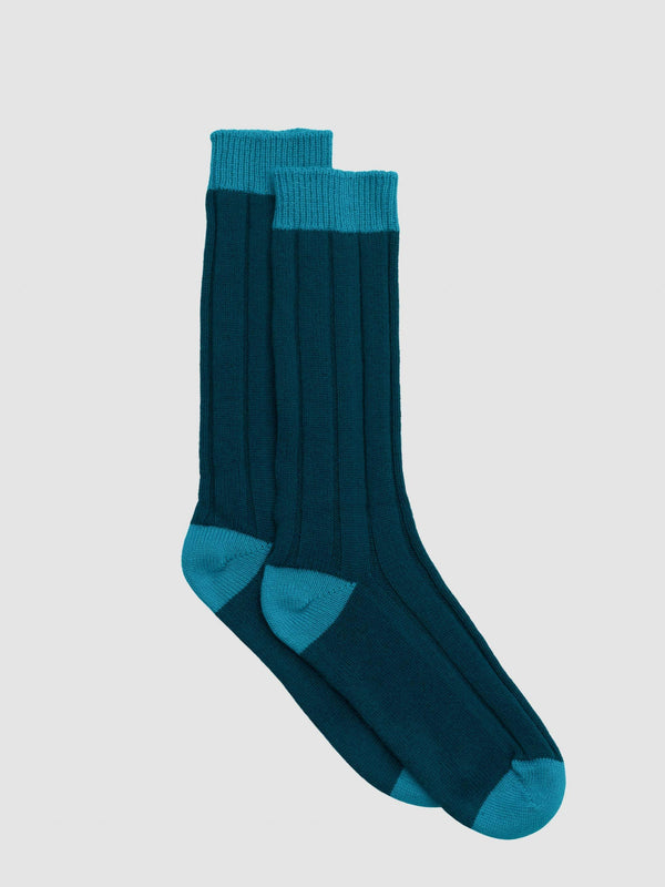 begg & co Womens Tipped Cashmere Socks Aqua Green