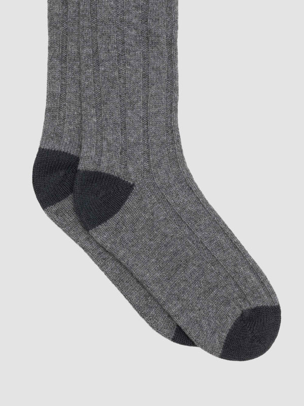 Begg & Co Womens Tipped Cashmere Socks Siberian Grey