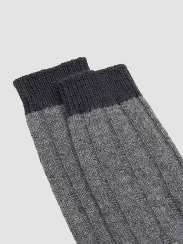 Begg & Co Womens Tipped Cashmere Socks Siberian Grey