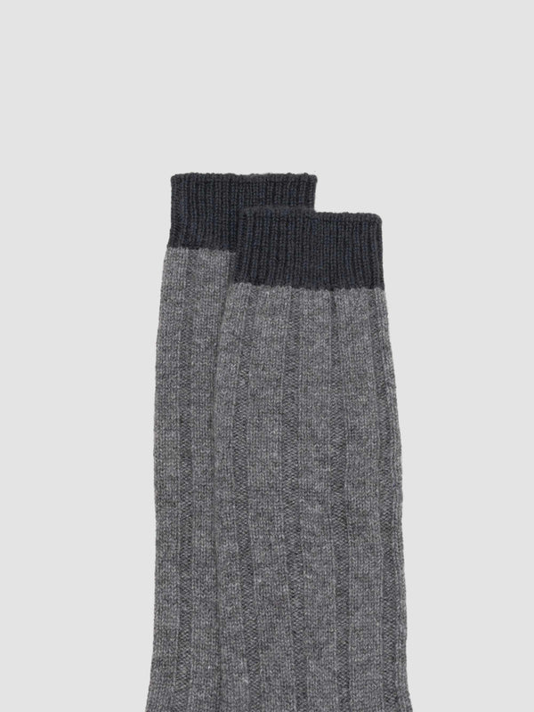 Begg & Co Womens Tipped Cashmere Socks Siberian Grey