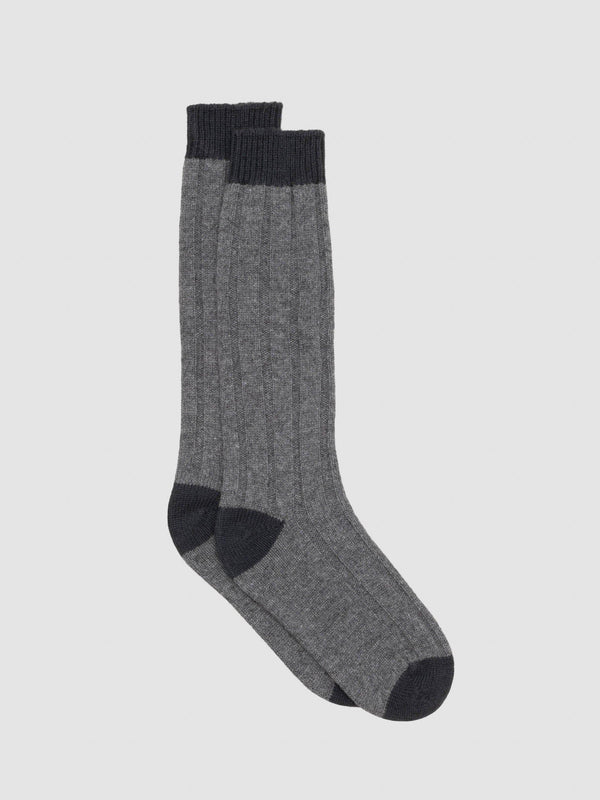 begg & co Womens Tipped Cashmere Socks Siberian Grey