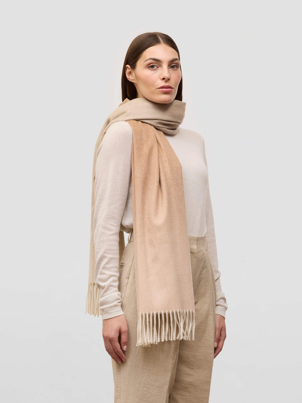 begg & co Nuance Womens Ombre Cashmere Scarf White Sands - Begg x Co