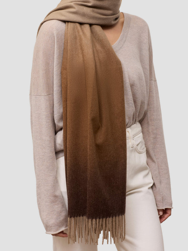 Begg & Co Nuance Womens Ombre Cashmere Stole Caramel Coast - Begg X Co