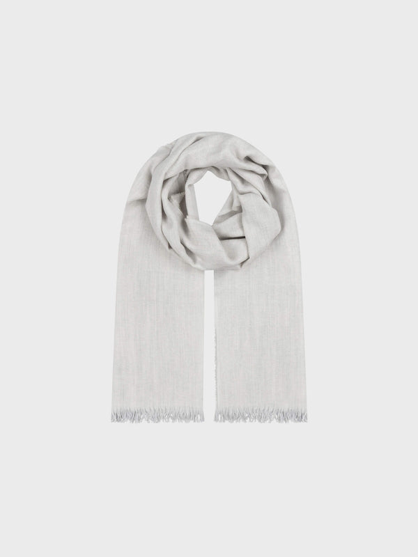 begg & co Staffa Plain Womens Cashmere Silk Scarf Silver - Begg x Co