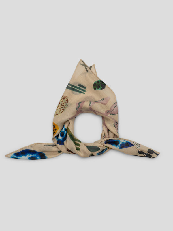 Begg & Co Wispy Cecile Natural Pink Lightweight Cashmere Printed Square Scarf - Begg X Co