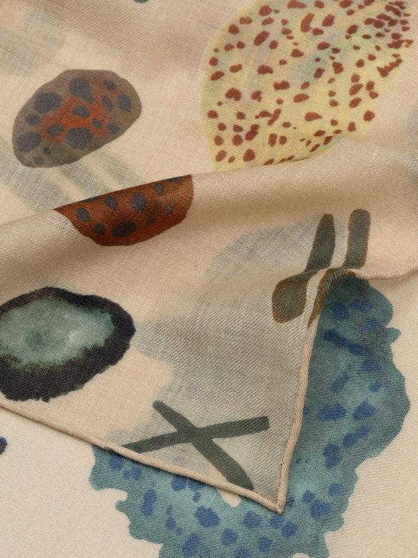 Begg & Co Wispy Cecile Natural Pink Lightweight Cashmere Printed Square Scarf - Begg X Co