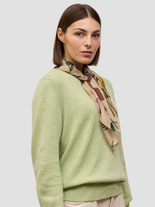 begg & co Wispy Cecile Natural Pink Lightweight Cashmere Printed Square Scarf - Begg x Co