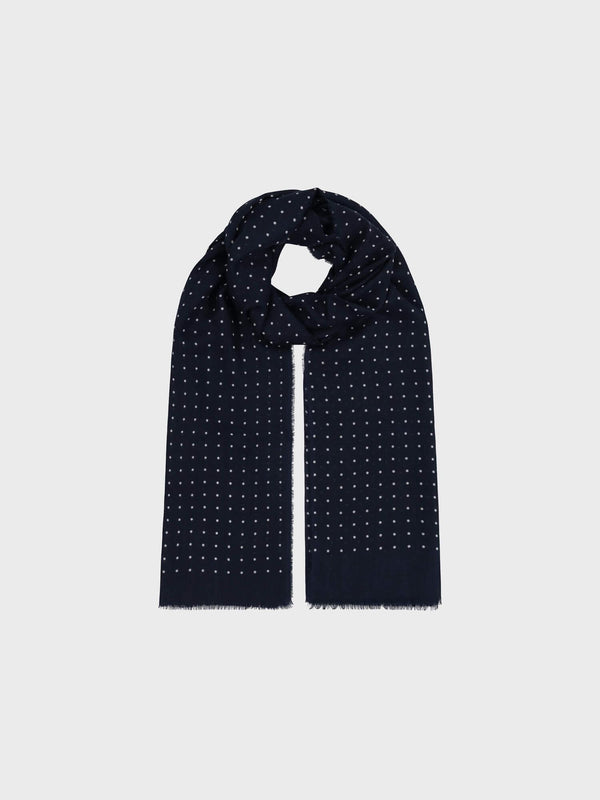 Begg & Co Wispy Hanover Mens Cashmere Scarf Navy White